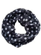 Damen Schal Loop Polka Dots, dünner Schlauchschal mit Punkten in Schwarz aus weicher Viskose