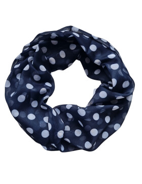 Damen Schal Loop Polka Dots, dünner Schlauchschal mit Punkten Dunkelblau aus weicher Viskose