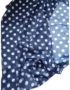 Damen Schal Loop Polka Dots, dünner Schlauchschal mit Punkten Dunkelblau aus weicher Viskose