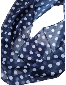 Damen Schal Loop Polka Dots, dünner Schlauchschal mit Punkten Dunkelblau aus weicher Viskose