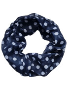 Damen Schal Loop Polka Dots, dünner Schlauchschal mit Punkten Dunkelblau aus weicher Viskose