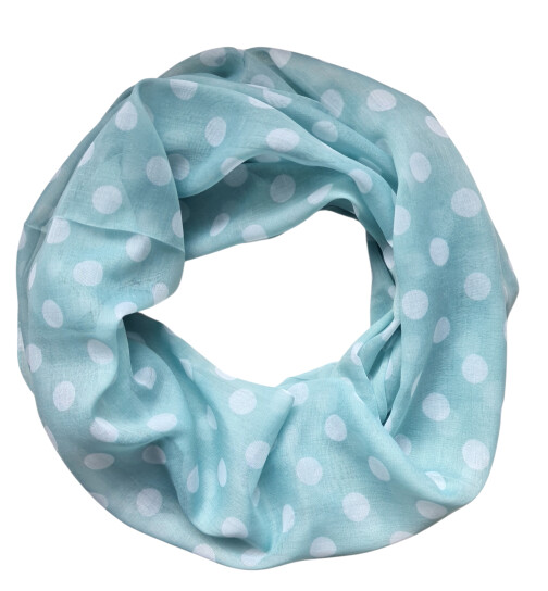 Damen Schal Loop Polka Dots, dünner Schlauchschal mit Punkten Mint aus weicher Viskose
