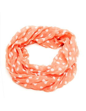Damen Schal Loop Polka Dots, dünner Schlauchschal mit Punkten in Orange aus weicher Viskose