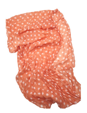 Damen Schal Loop Polka Dots, dünner Schlauchschal mit Punkten in Orange aus weicher Viskose