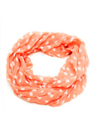 Damen Schal Loop Polka Dots, dünner Schlauchschal mit Punkten in Orange aus weicher Viskose