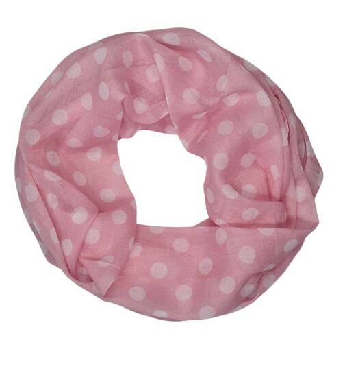 Damen Schal Loop Polka Dot, dünner Schlauchschal mit Punkten in Rosa aus weicher Viskose