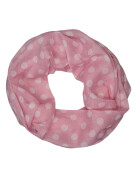 Damen Schal Loop Polka Dots, dünner Schlauchschal mit Punkten in Rosa aus weicher Viskose