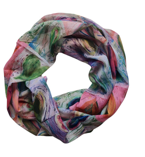 Damen Loop Schal, Schlauchschal dünn, Halstuch bunt, Rundschal Tücher Herz Muster ,weiche Viskose Grün