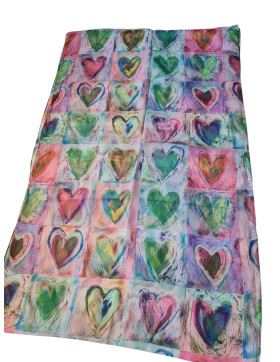 Damen Loop Schal, Schlauchschal dünn, Halstuch bunt, Rundschal Tücher Herz Muster ,weiche Viskose Grün