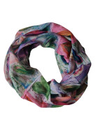 Damen Loop Schal, Schlauchschal dünn, Halstuch bunt, Rundschal Tücher Herz Muster ,weiche Viskose Grün