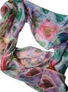 Damen Loop Schal, Schlauchschal dünn, Halstuch bunt, Rundschal Tücher Herz Muster ,weiche Viskose Grün