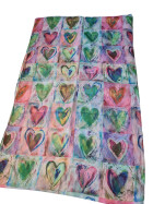 Damen Loop Schal, Schlauchschal dünn, Halstuch bunt, Rundschal Tücher Herz Muster ,weiche Viskose Grün