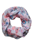 Damen Loop Schal, Schlauchschal mit Blumen, Schmetterlingen, Muscheln dünnes Halstuch, leichter Rundschal Tücher aus weicher Viskose/Baumwolle