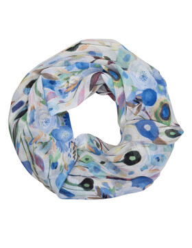 Damen Loop Schal, Schlauchschal mit Blumen, Schmetterlingen, Muscheln dünnes Halstuch, leichter Rundschal Tücher aus weicher Viskose/Baumwolle
