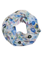 Damen Loop Schal, Schlauchschal mit Blumen, Schmetterlingen, Muscheln dünnes Halstuch, leichter Rundschal Tücher aus weicher Viskose/Baumwolle