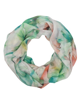 Damen Loop Schal, Schlauchschal mit Blumen, Schmetterlingen, Muscheln dünnes Halstuch, leichter Rundschal Tücher aus weicher Viskose/Baumwolle