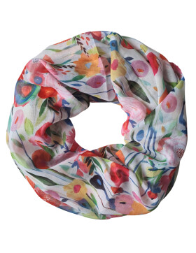 Damen Loop Schal, Schlauchschal mit Blumen, Schmetterlingen, Muscheln dünnes Halstuch, leichter Rundschal Tücher aus weicher Viskose/Baumwolle