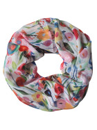 Damen Loop Schal, Schlauchschal mit Blumen, Schmetterlingen, Muscheln dünnes Halstuch, leichter Rundschal Tücher aus weicher Viskose/Baumwolle