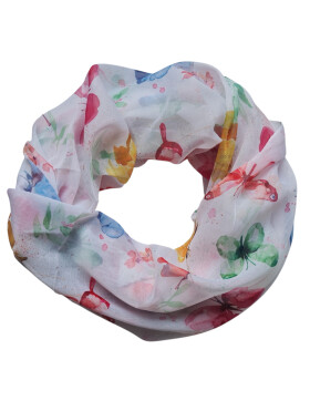 Damen Loop Schal, Schlauchschal mit Schmetterlingen dünnes Halstuch, leichter Rundschal Tücher aus weicher Viskose/Baumwolle