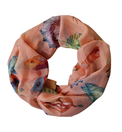 Damen Loop Schal, Schlauchschal Meerestiere Muscheln dünnes Halstuch, leichter Rundschal Tücher aus weicher Viskose/Baumwolle