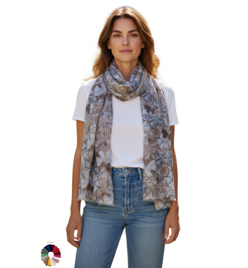 Damen Schal & Tücher leicht bunt, dünner Halstuch mit Schmetterlingen  Baumwolle/Viskose/Seide