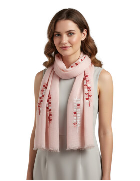 Damen Schal & Tüch leicht rosa mit Stickerei,...