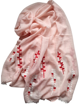 Damen Schal & Tüch leicht rosa mit Stickerei, dünner Halstuch mit Baumwolle/Viskose