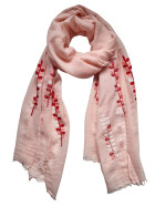 Damen Schal & Tüch leicht rosa mit Stickerei, dünner Halstuch mit Baumwolle/Viskose