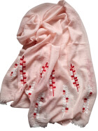 Damen Schal & Tüch leicht rosa mit Stickerei, dünner Halstuch mit Baumwolle/Viskose