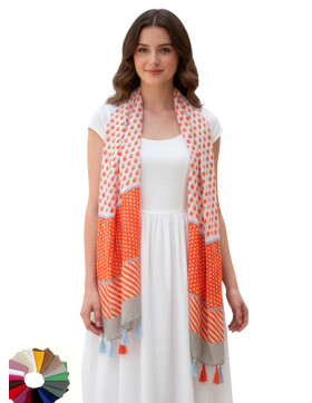 Damen Sommer Schal bunt mit Quasten, dünner Halstuch...