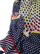 Damen Sommer Schal bunt mit Quasten, dünner Halstuch Baumwolle/Viskose Blau