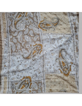 Damen Schal & Tuch Beige /Taupe bunt ,eleganter Halstuch Viskose/ Seide