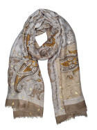 Damen Schal & Tuch Beige /Taupe bunt ,eleganter Halstuch Viskose/ Seide