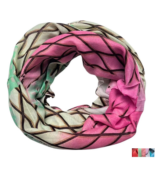 Damen Loop Schal Bunt, Schlauchschal dünn, Halstuch bunt, Rundschal Tücher Herz ,weiche Viskose Fuchsia