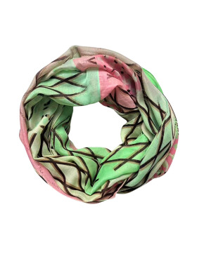 Damen Loop Schal Bunt, Schlauchschal dünn, Halstuch bunt, Rundschal Tücher Herz ,weiche Viskose Grün-Rosa