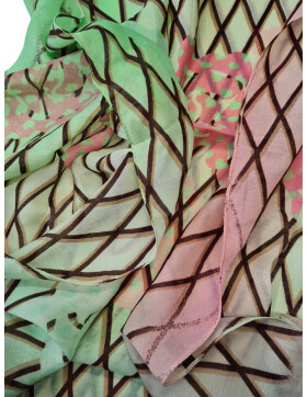 Damen Loop Schal Bunt, Schlauchschal dünn, Halstuch bunt, Rundschal Tücher Herz ,weiche Viskose Grün-Rosa