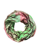 Damen Loop Schal Bunt, Schlauchschal dünn, Halstuch bunt, Rundschal Tücher Herz ,weiche Viskose Grün-Rosa