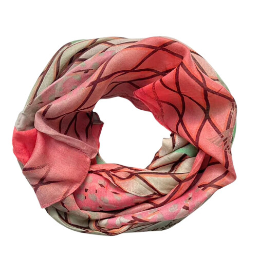 Damen Loop Schal Bunt, Schlauchschal dünn, Halstuch bunt, Rundschal Tücher Herz ,weiche Viskose Pink-Orange