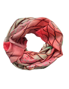 Damen Loop Schal Bunt, Schlauchschal dünn, Halstuch bunt, Rundschal Tücher Herz ,weiche Viskose Pink-Orange