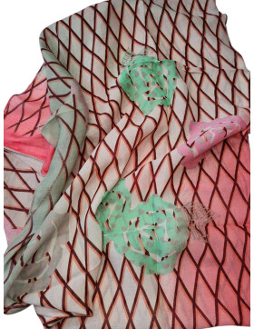 Damen Loop Schal Bunt, Schlauchschal dünn, Halstuch bunt, Rundschal Tücher Herz ,weiche Viskose Pink-Orange