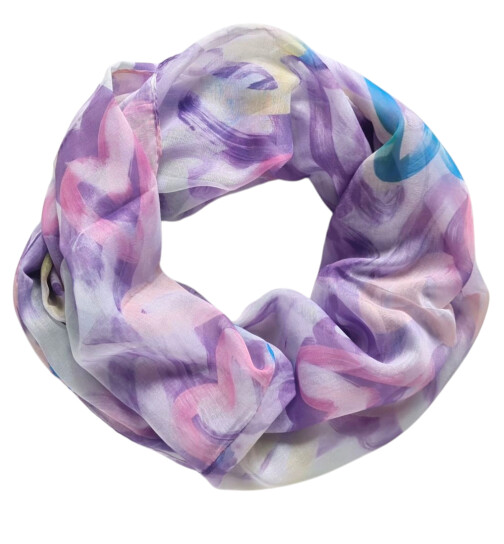 Damen Loop Schal Bunt, Schlauchschal dünn, Halstuch bunt, Rundschal Tücher Herz Muster ,weiche Viskose