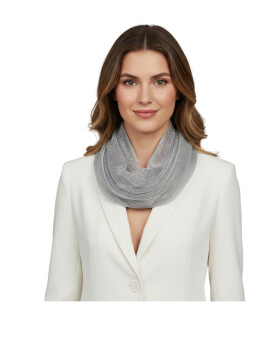 Damen Loop Schal, Schlauchschal Glitzer, dünner Halstuch, Rundschal Tücher Unifarbe Hellgrau/Silber