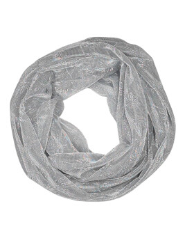 Damen Loop Schal, Schlauchschal Glitzer, dünner Halstuch, Rundschal Tücher Unifarbe Hellgrau/Silber