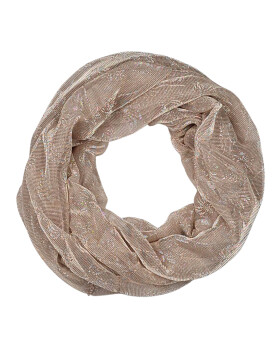 Damen Loop Schal, Schlauchschal Glitzer, dünner Halstuch, Rundschal Tücher Unifarbe Beige
