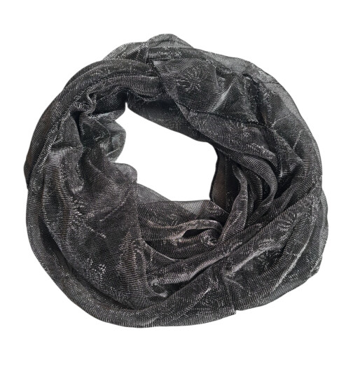Damen Loop Schal, Schlauchschal Glitzer, dünner Halstuch, Rundschal Tücher Uni Schwarz