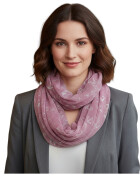 Damen Loop Schal, Schlauchschal Glitzer, dünner Halstuch, Rundschal Tücher Unifarbe Altrose