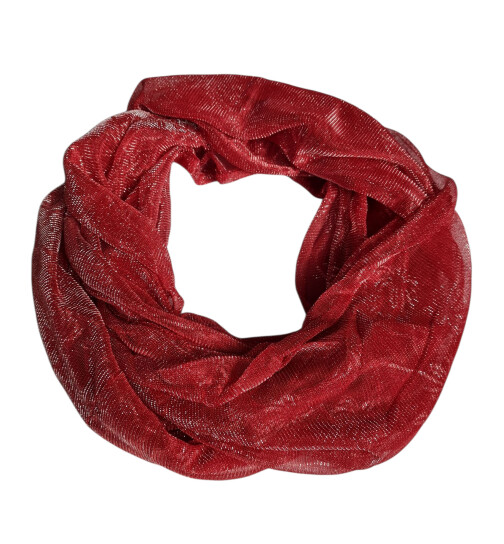 Damen Loop Schal, Schlauchschal Glitzer, dünner Halstuch, Rundschal Tücher Unifarbe Rot