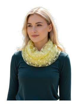 Damen Loop Schal, Schlauchschal Dünn Lüftig Unifarbe Gelb, Halstuch Rundschal Viskose