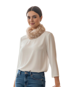Damen Loop Schal, Schlauchschal Dünn Lüftig Unifarbe Beige, Halstuch Rundschal Viskose