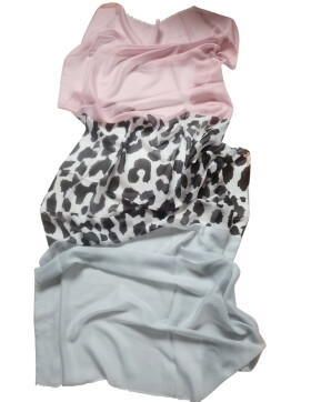 Damen Schal Leo Print, leichter dünner Halstuch weiche Viskose Rosa-Leo-Grau